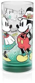 Disney skleněný pohár - 270 ml - Vídeň - zelený - Mickey a Minnie