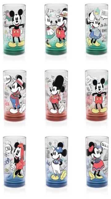 Disney set skleněných pohárů - 270 ml - 9 ks - Mickey a Minnie