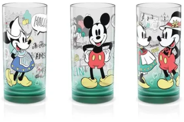 Disney set skleněných pohárů - 270 ml - 3 ks - zelený - Mickey a Minnie